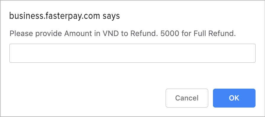 FasterPay refund transaction screen