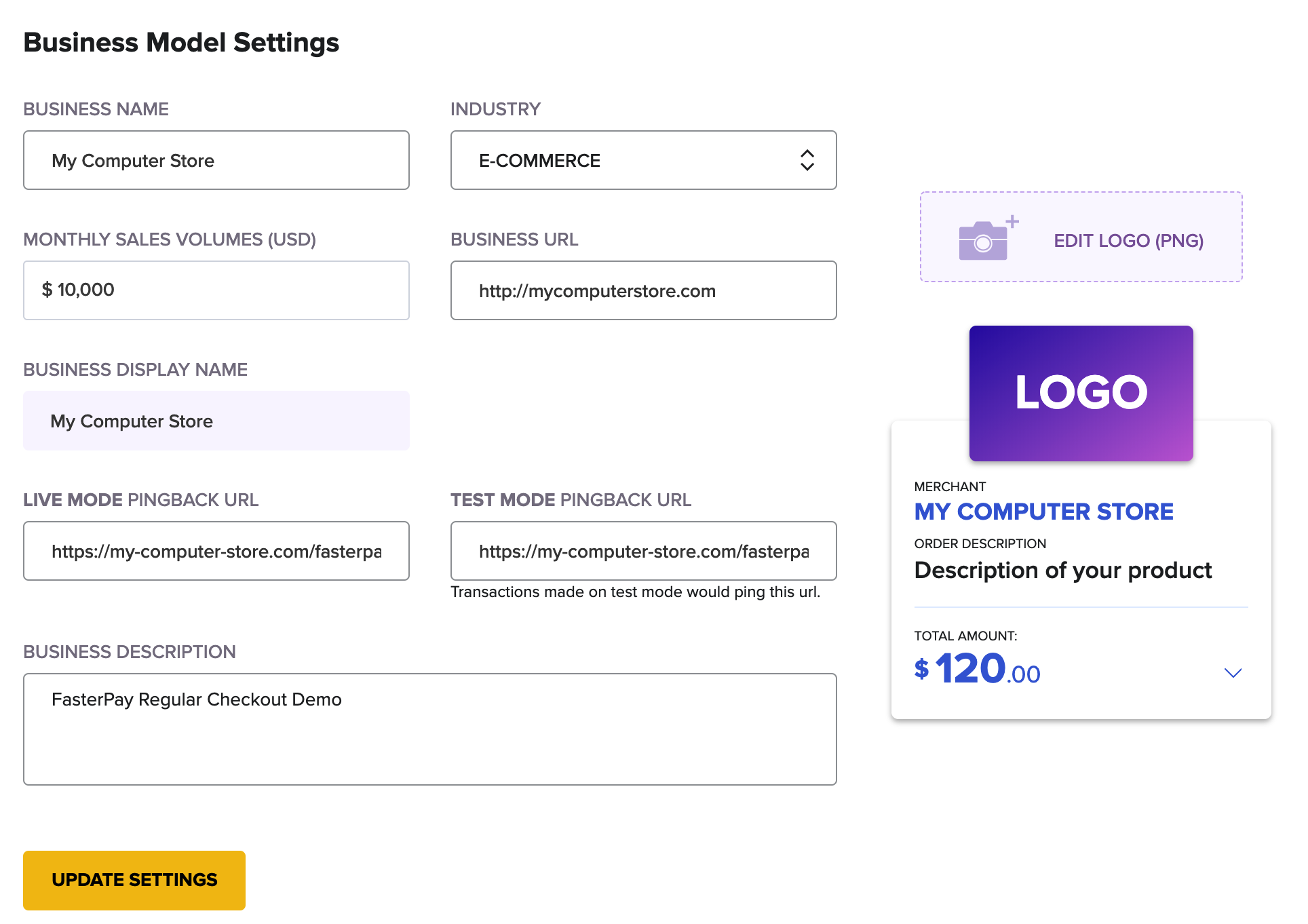 FasterPay pingback configuration