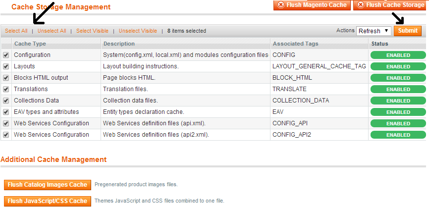 Magento Cache Management