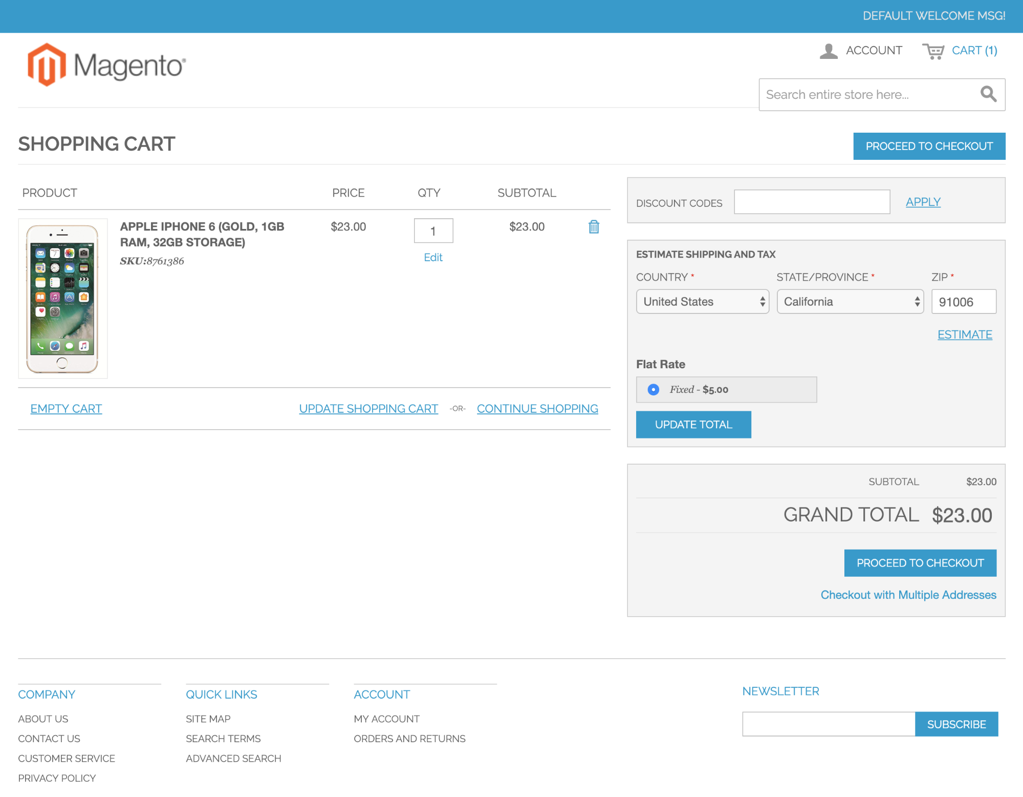 Magento View Cart.