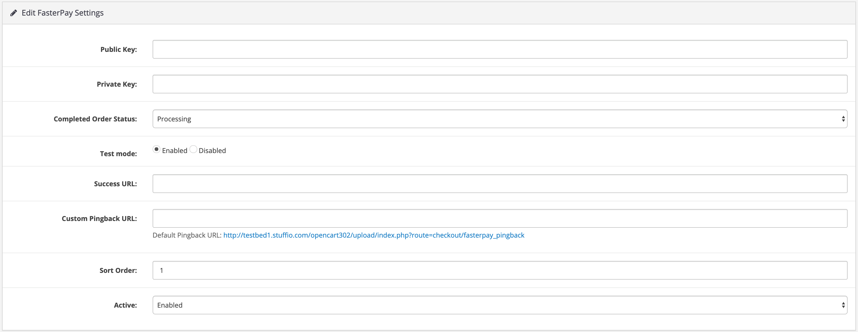 module Configuration screen