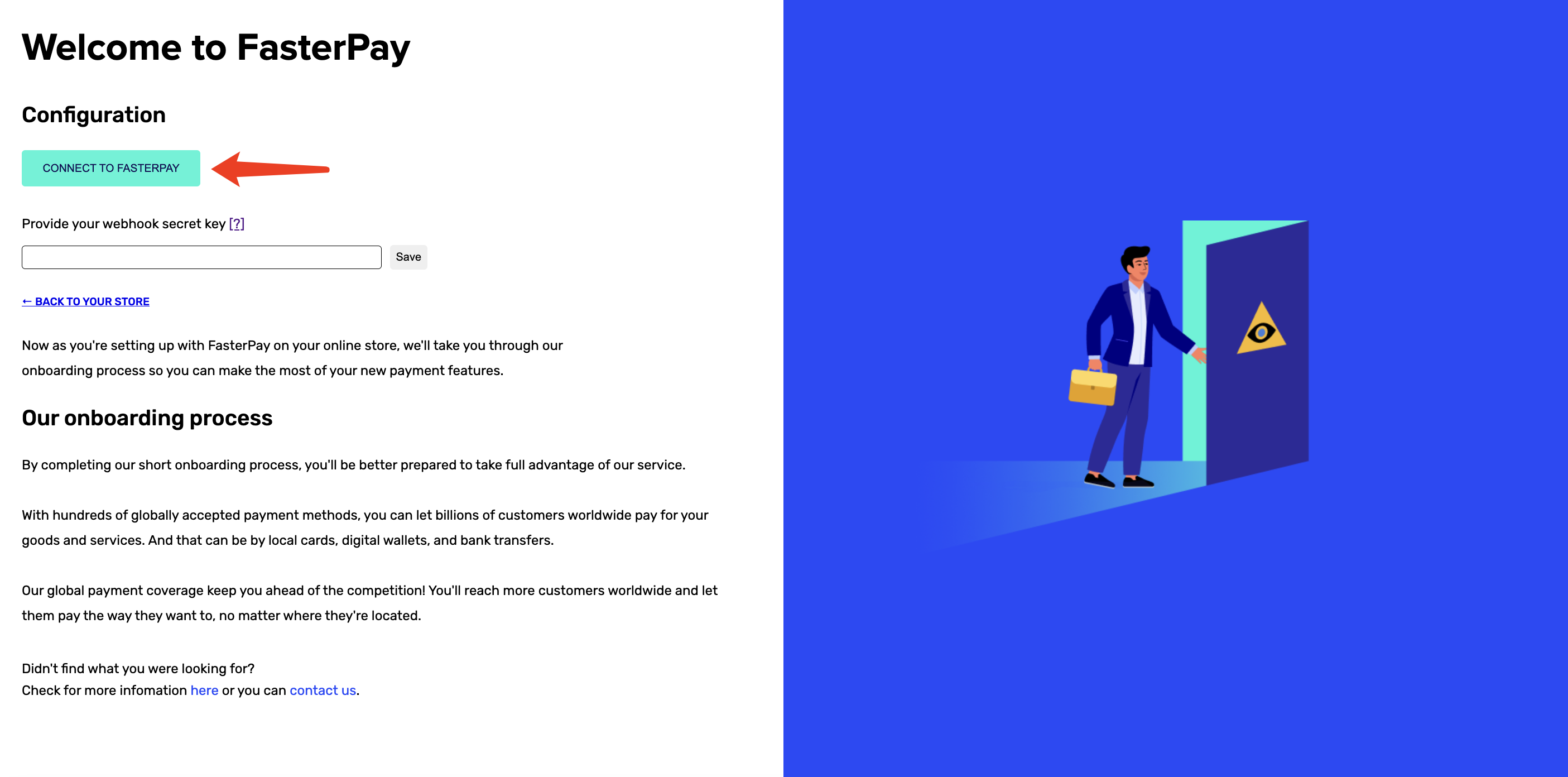 Shopify FasterPay installation - connect FasterPay