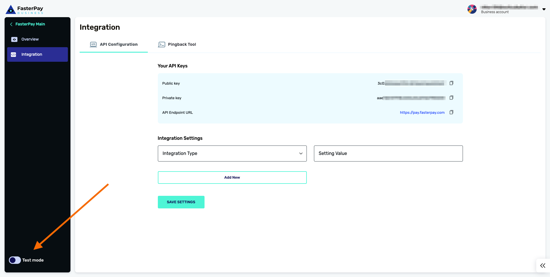 FasterPay - Enable Test mode