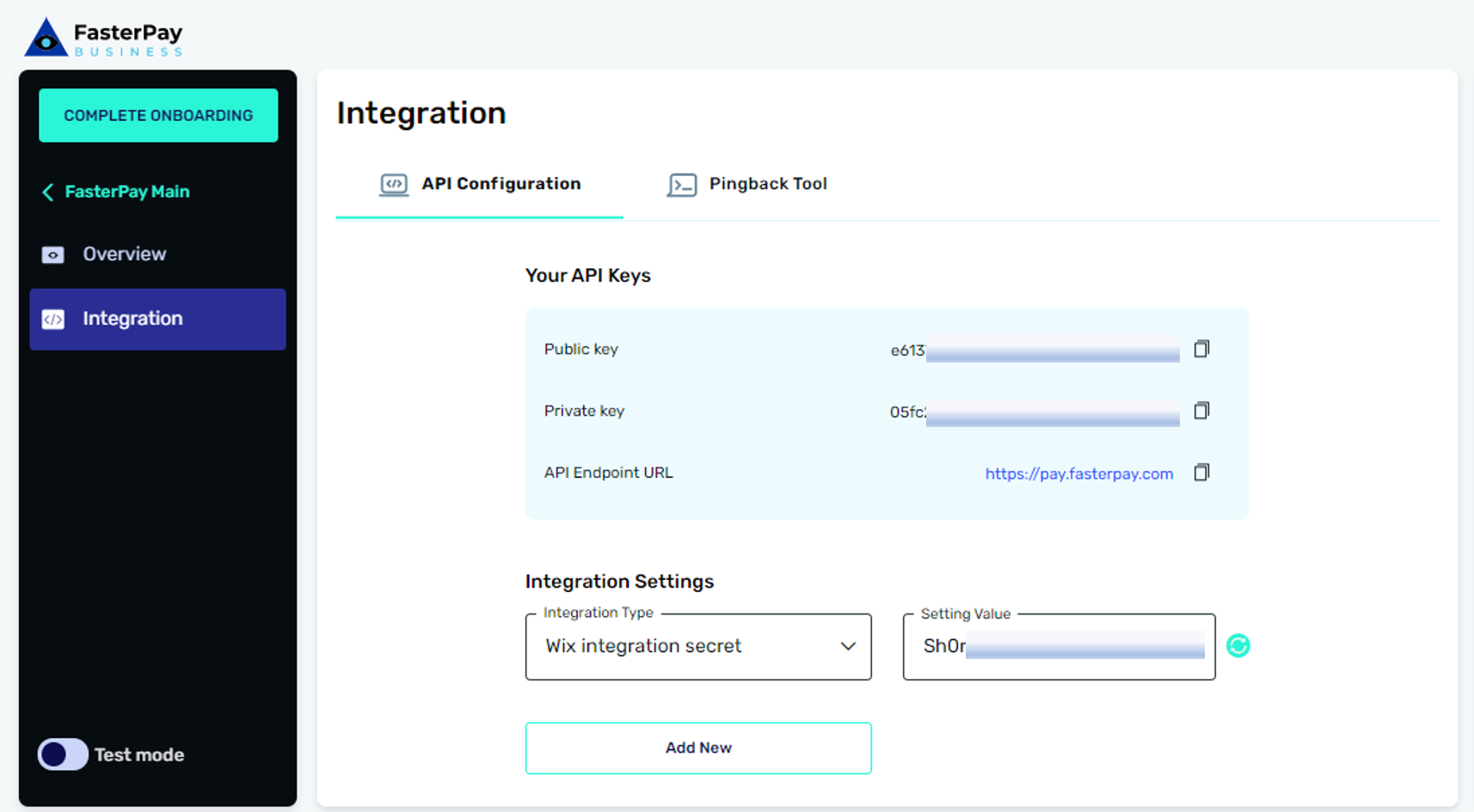 FasterPay - Test mode