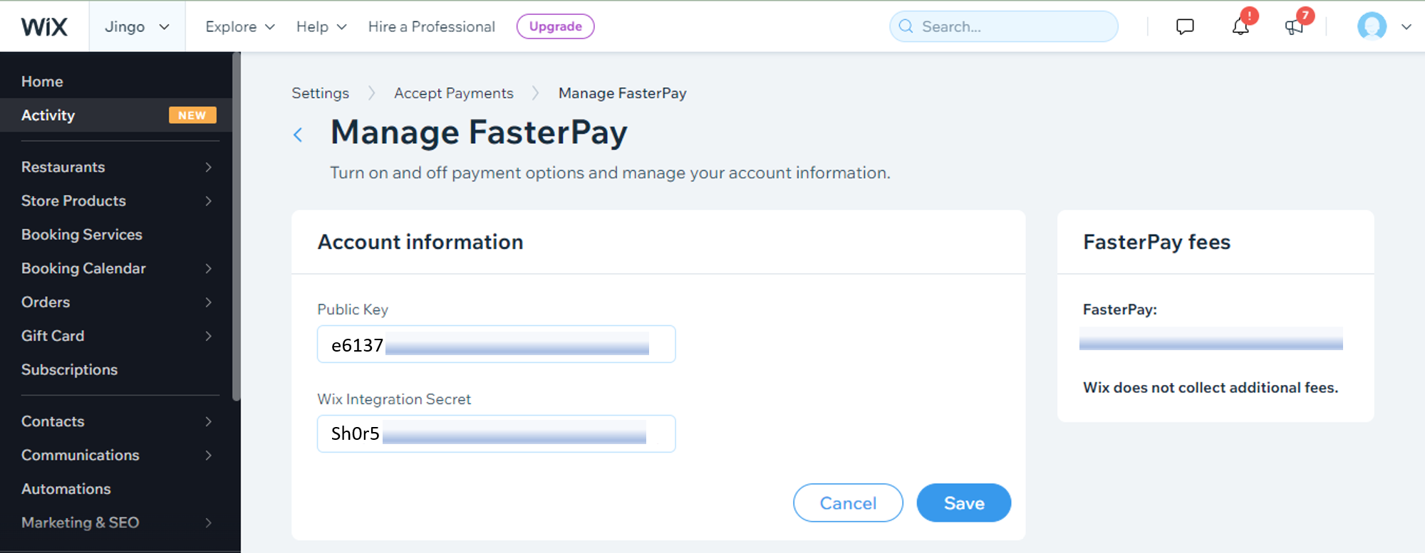 Configure Wix FasterPay App