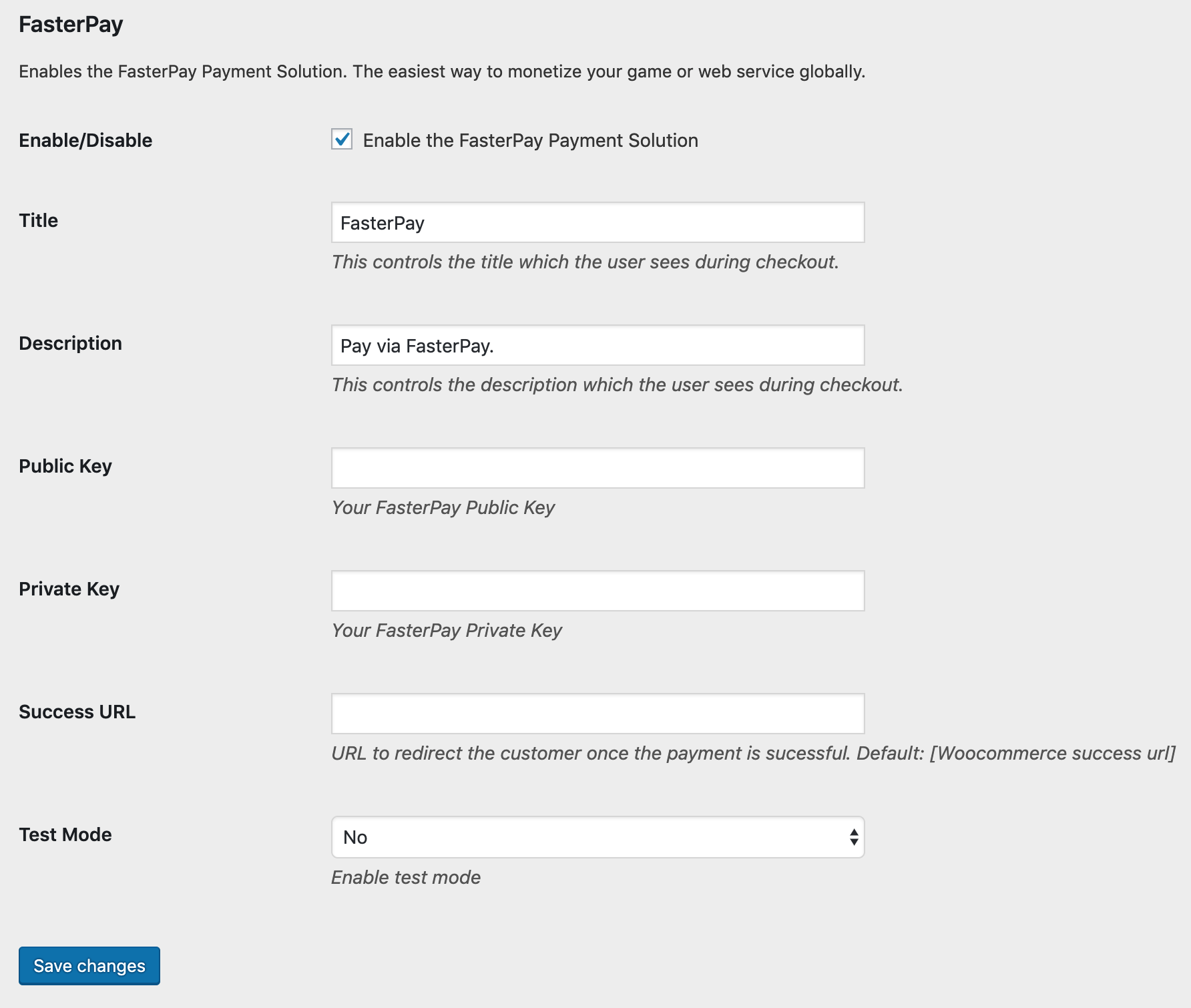 module Configuration screen